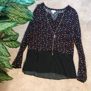 J.Jill Daisies and Dots long sleeve top (Medium)